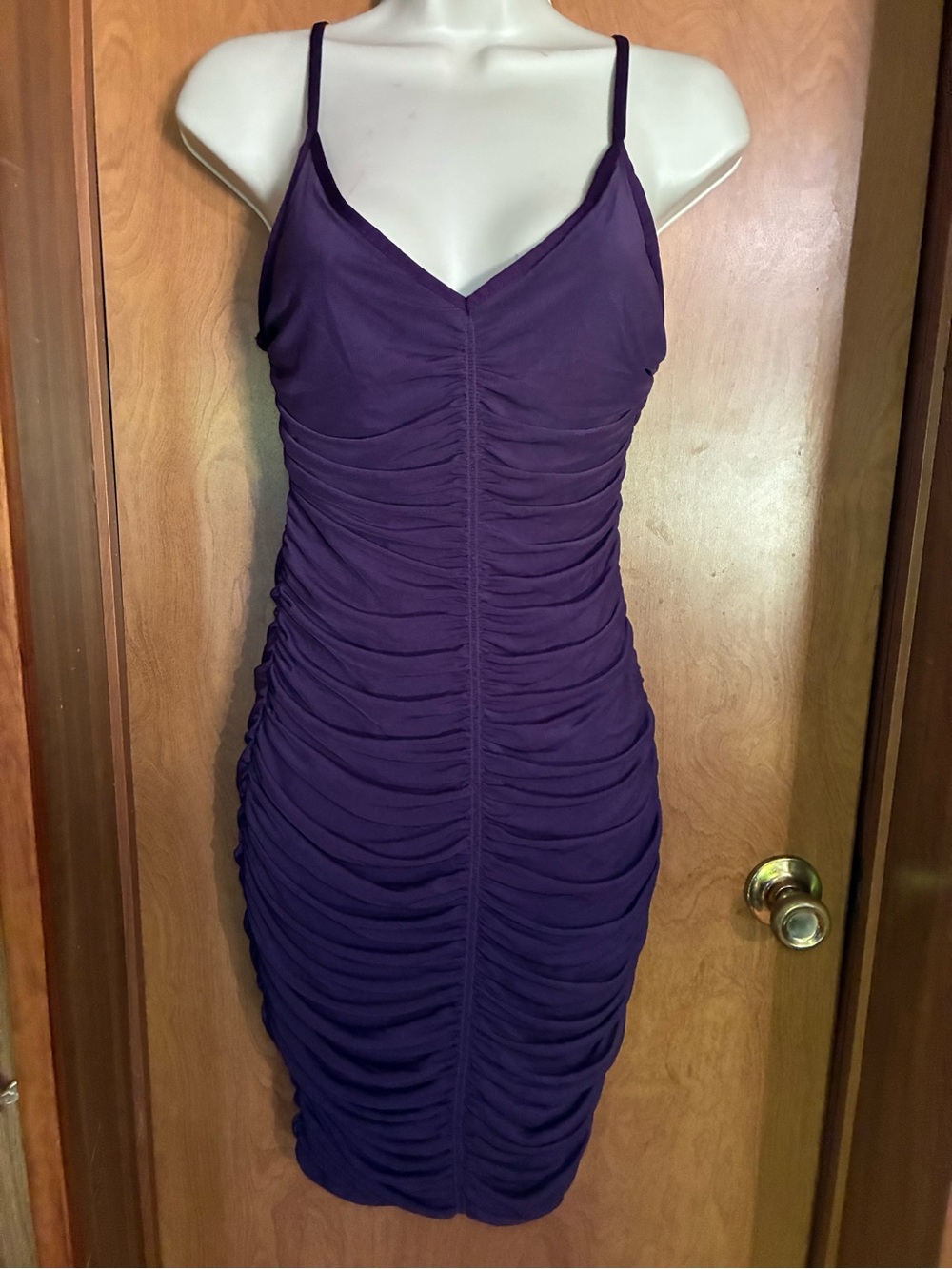 Ellie & Kate Purple Ruched Bodycon Dress - Women Medium